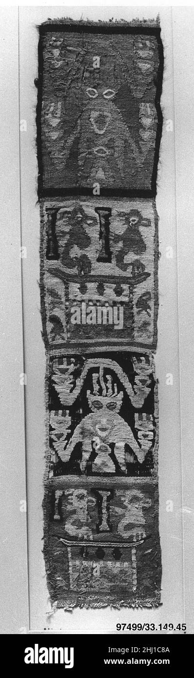 Arazzo banda frammento 9th–13th secolo Lambayeque (Sicán). Frammento di nastro di arazzo 308080 Foto Stock