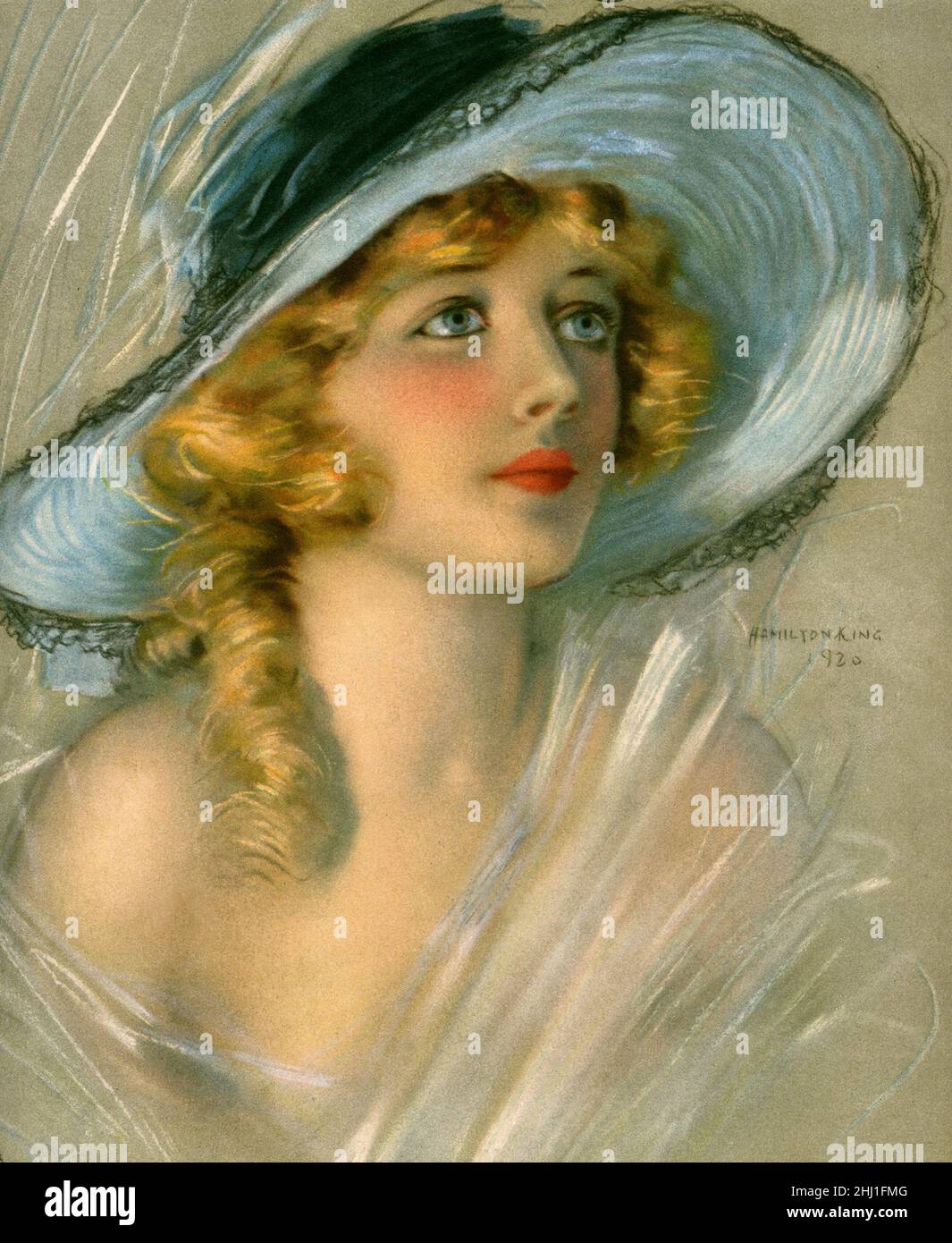 Hamilton King (American Portrait Artist) - Ritratto di Marion Davies (American Actress) - per la copertina di giugno 1920 di Theatre Magazine Foto Stock