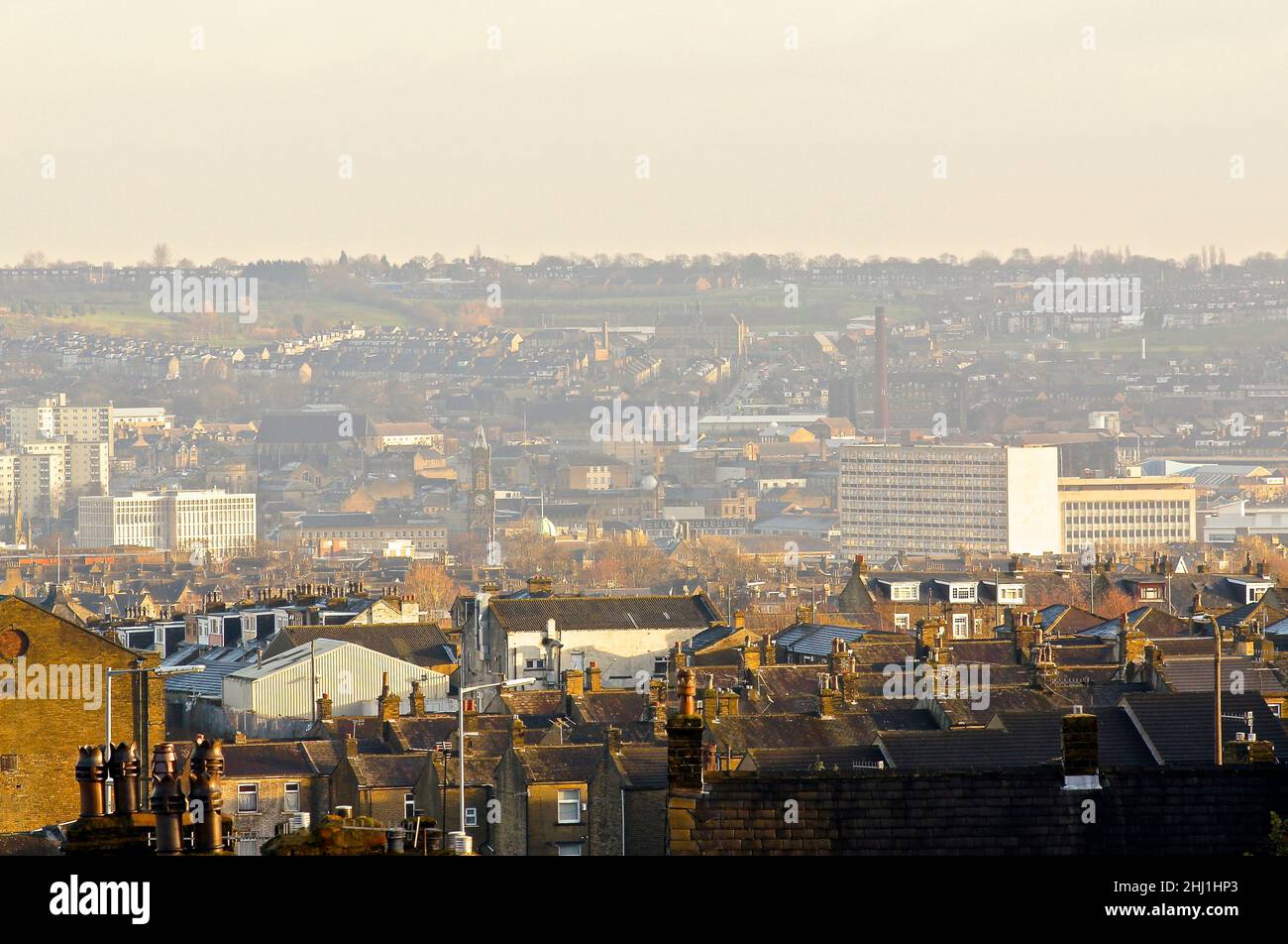 Vista invernale sul centro di Bradford nel 2012 Foto Stock