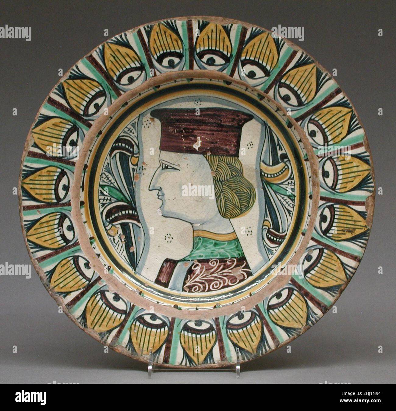 Piatto ca. 1470–80 Italiano, Deruta. Piatto. Italiano, Deruta. CA. 1470–80. Maiolica (terracotta stagnata). Ceramica-ceramica Foto Stock