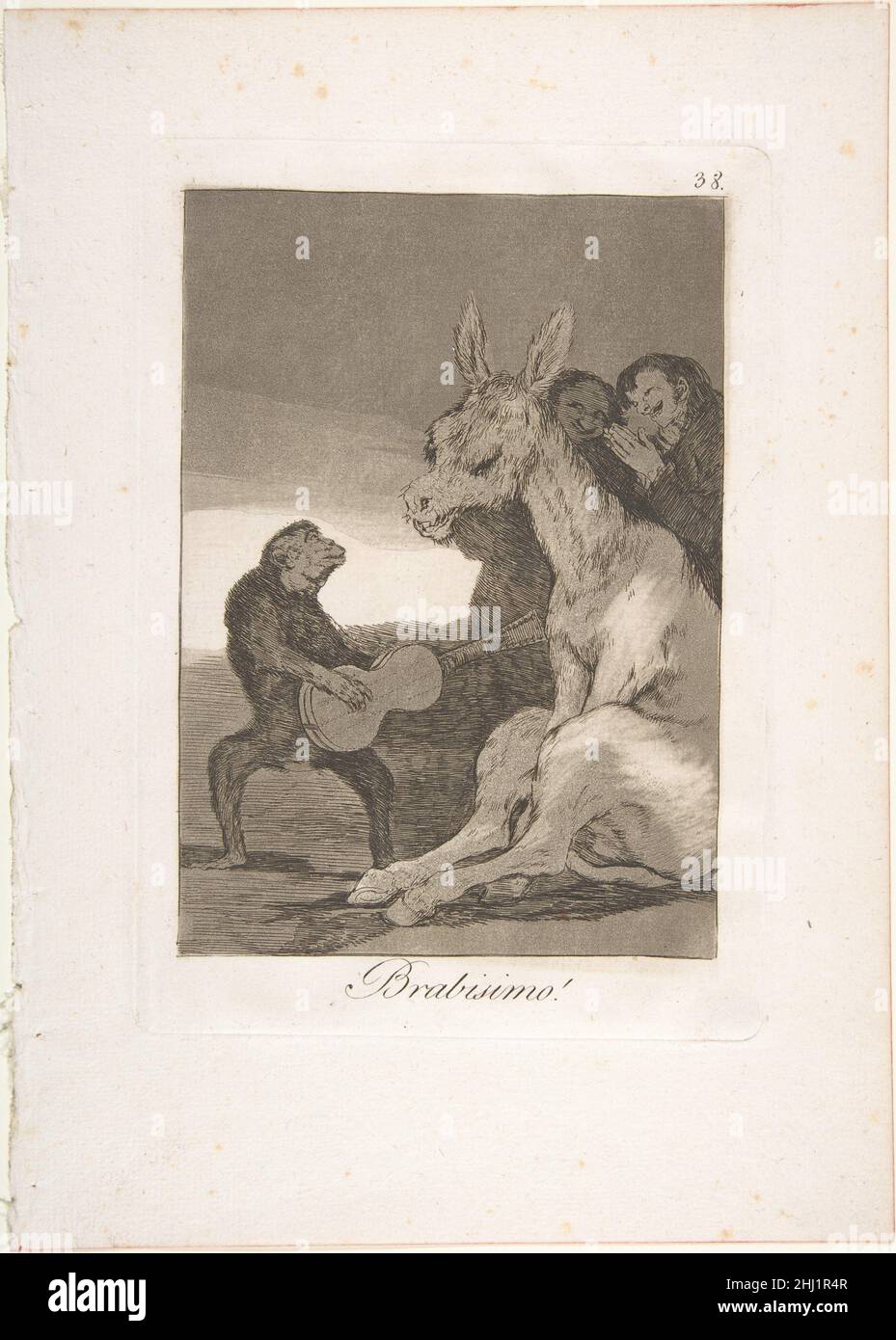 Targa 38 da 'Los Caprichos': Bravo! (Brabiesimo!) 1799 Goya (Francisco de Goya y Lucientes) Spagnolo. Targa 38 da 'Los Caprichos': Bravo! (Brabiesimo!) 380471 artista: Goya (Francisco de Goya y Lucientes), spagnolo, Fuendetodos 1746?1828 Bordeaux, piatto 38 da 'Los Caprichos': Bravo! (Brabiesimo!), 1799, acquaforte, brunita e punto secco, piastra: 8 7/16 x 5 7/8 poll. (21,4 x 15 cm) foglio: 11 5/8 x 8 1/4 pollici (29,5 x 21 cm). Il Metropolitan Museum of Art, New York. Dono di M. Knoedler & Co., 1918 (18,64(38)) Foto Stock