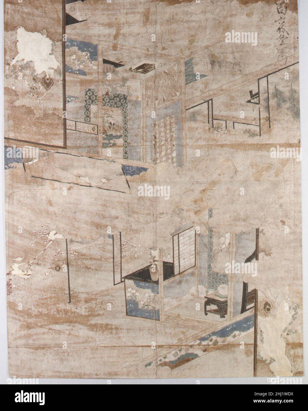 Design tessile per stencil 17th secolo Giappone. Disegno tessile per stencil 68429 Foto Stock