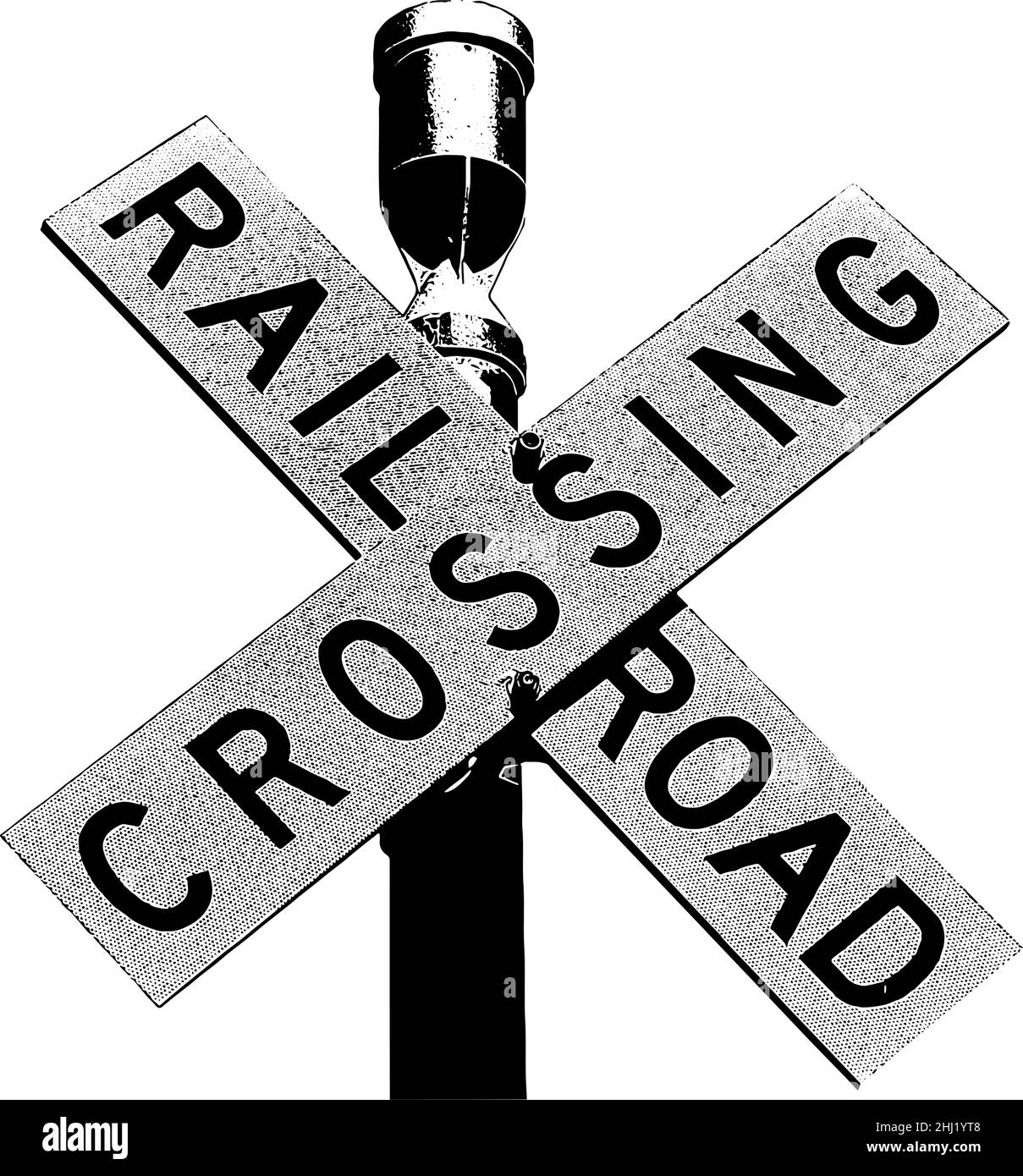 Railroad Crossing segno vettore illustrazione in nero su sfondo bianco Illustrazione Vettoriale