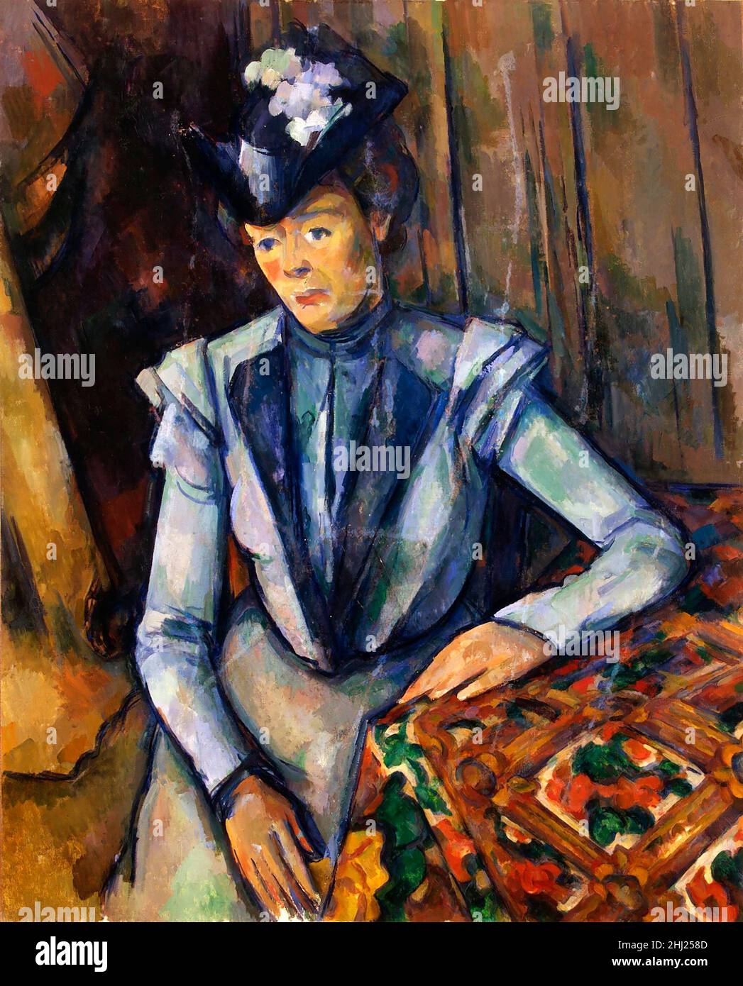 Lady in Blue di Paul Cezanne (1839-1906), olio su tela, c.. 1900 Foto Stock