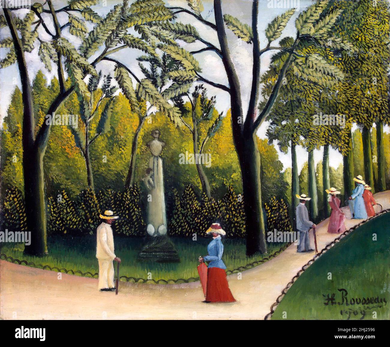 Giardini del Lussemburgo. Monumento a Chopin di Henri Rousseau (1844-1910), olio su tela, 1909 Foto Stock