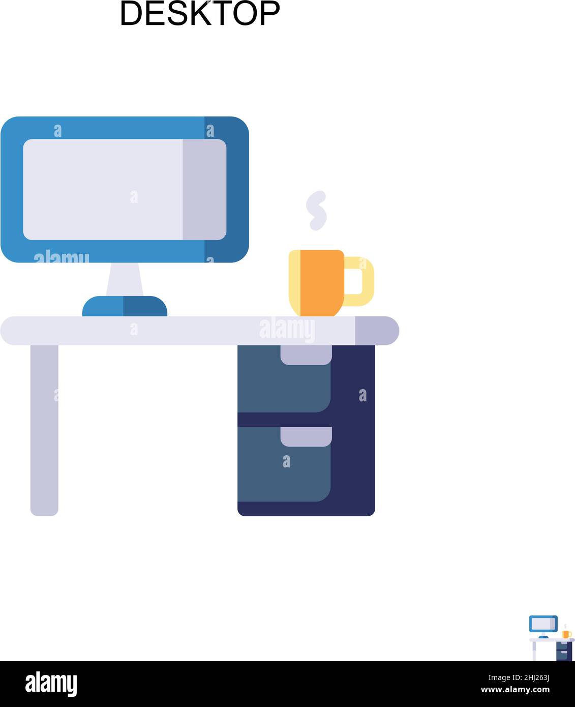 Icona vettore semplice del desktop. Modello di disegno del simbolo di illustrazione per l'elemento dell'interfaccia utente mobile Web. Illustrazione Vettoriale