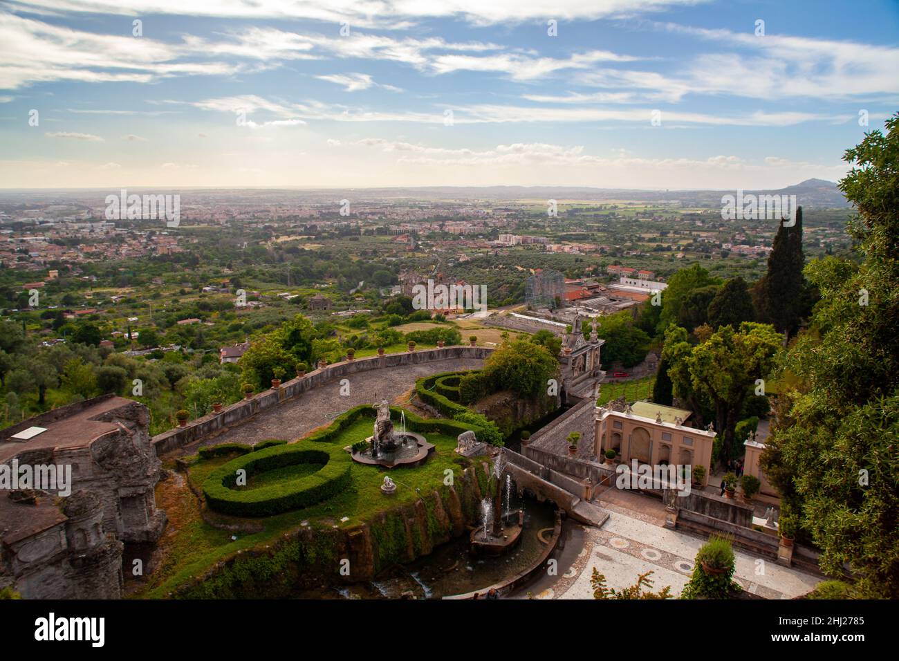 Vista della campagna laziale dal parco di Villa d'Este, Lazio Foto Stock