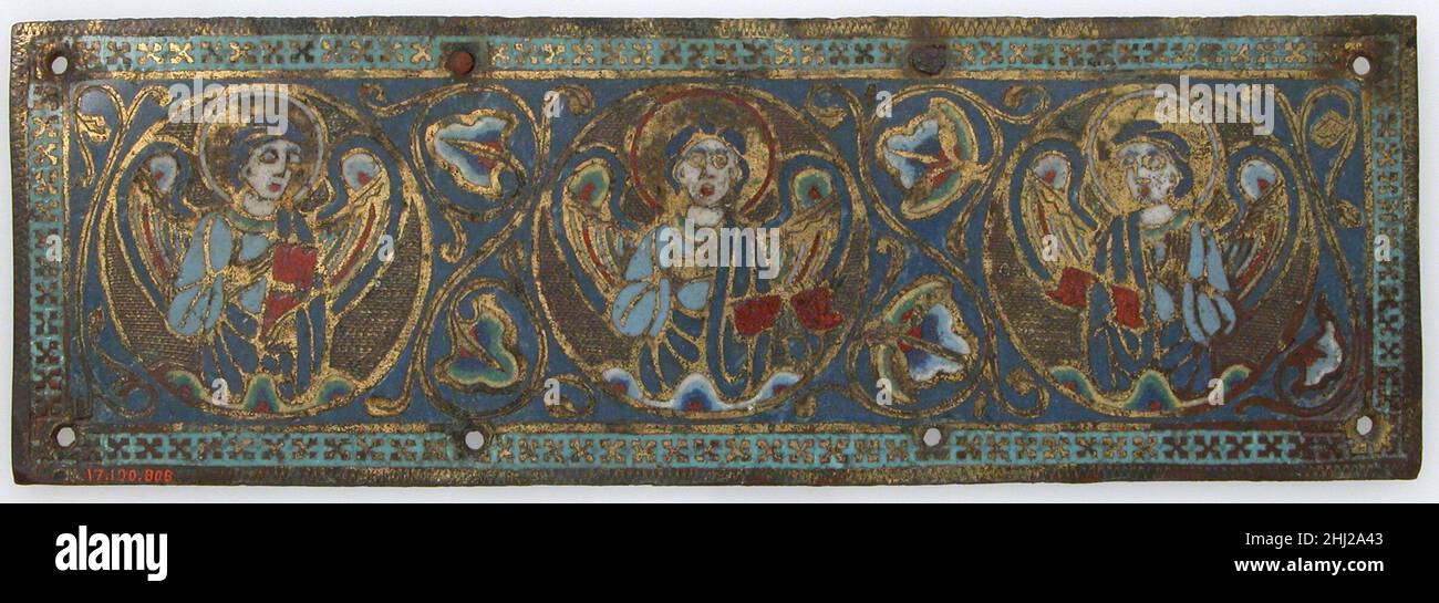 Targa da un Chasse 13th secolo francese. Targa da un Chasse 464672 francese, targa da un Chasse, 13th secolo, Champlev? Smalto, dorato con rame, totale: 2 15/16 x 8 7/8 x 1/16 poll. (7,4 x 22,5 x 0,2 cm). Il Metropolitan Museum of Art, New York. Dono di J. Pierpont Morgan, 1917 (17.190.808) Foto Stock