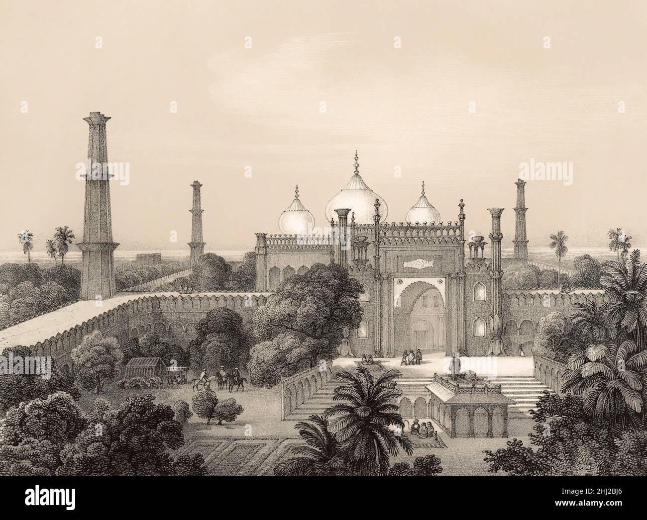 Hazuri Bagh, un giardino a Lahore, Punjab, Pakistan, 1845, dal principe Waldemar di Prussia Foto Stock