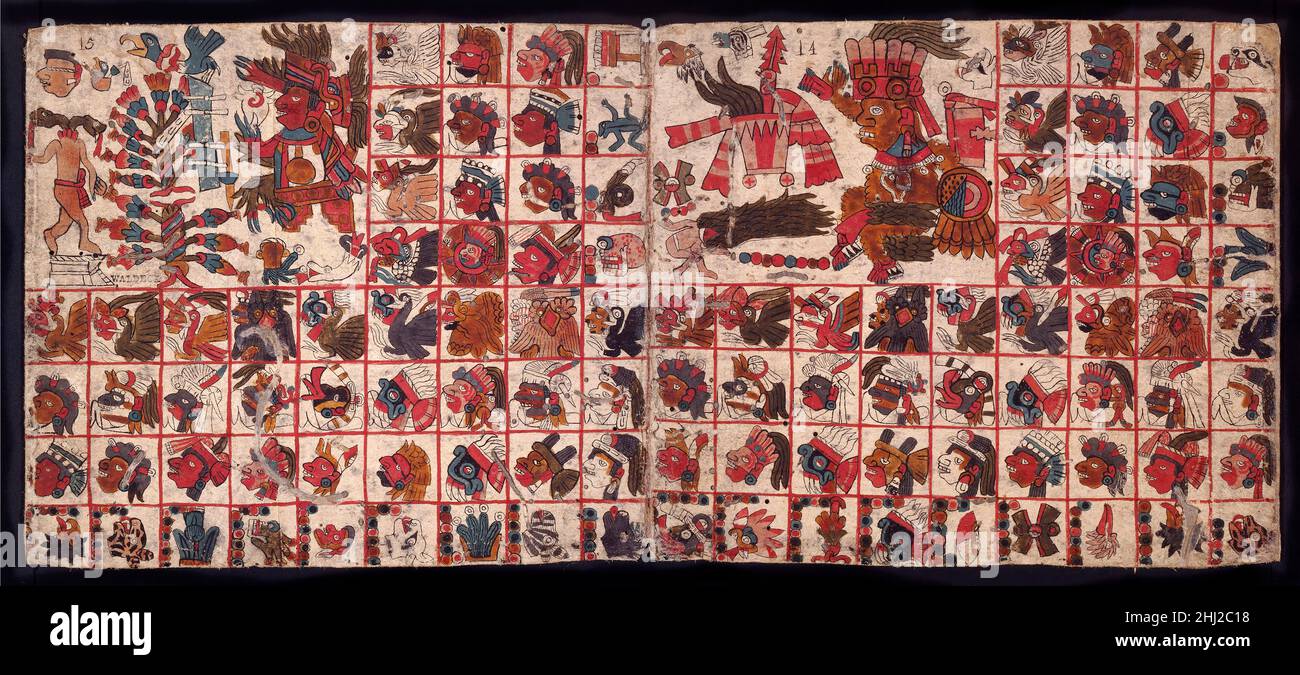 Tonalamatl, facsimile di un antico calendario azteco Foto Stock