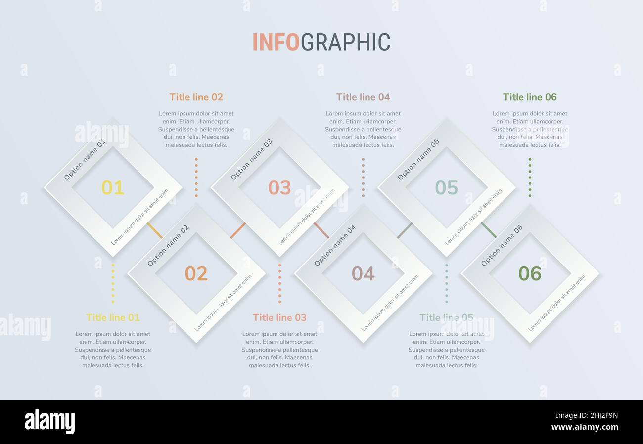 Modello di progettazione della timeline per infografica vettoriale vintage con elementi quadrati. Contenuto, pianificazione, timeline, diagramma, flusso di lavoro, business, infografica, flusso Illustrazione Vettoriale
