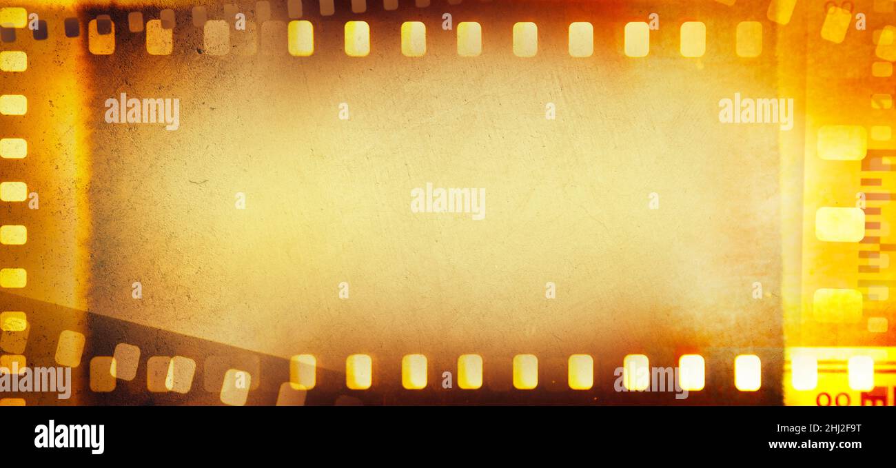 Film negativo cornici sfondo arancione Foto Stock