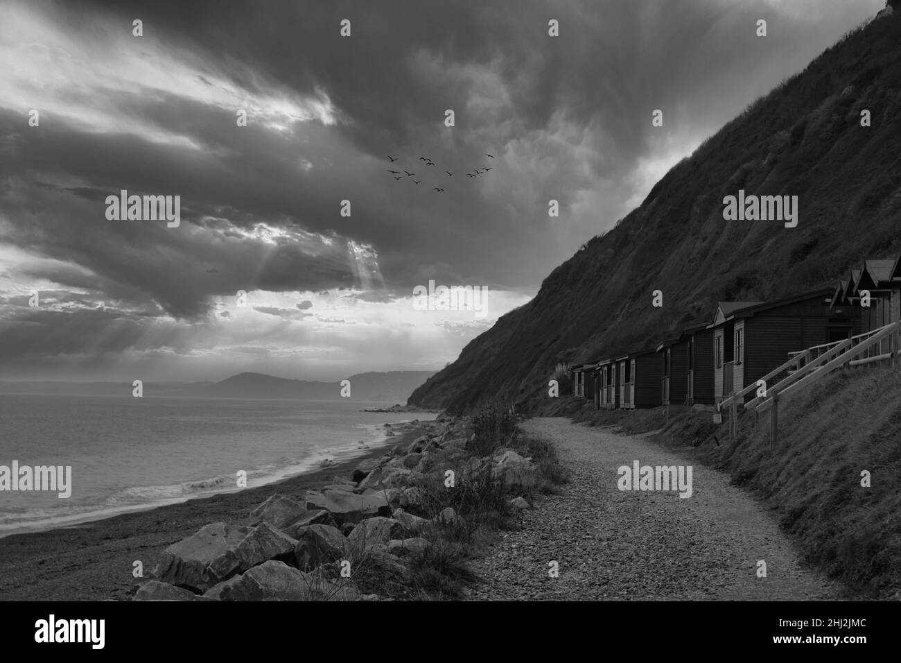 Spiaggia di Branscombe. Branscombe è una città dell'Inghilterra di Devon, situata nel distretto di Devon, nella contea di Devon Foto Stock