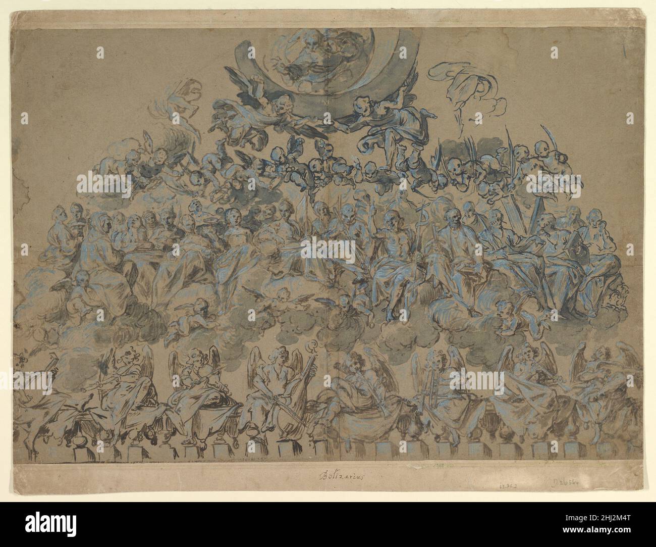 Studio per la decorazione di un'abside: Santi e Angeli in Gloria con Dio Padre sopra 1590–1646 Belisario Corenzio Italiano, nata Grecia. Studio per la decorazione di un'abside: Santi e Angeli in Gloria con Dio Padre sopra i 338535 anni Foto Stock