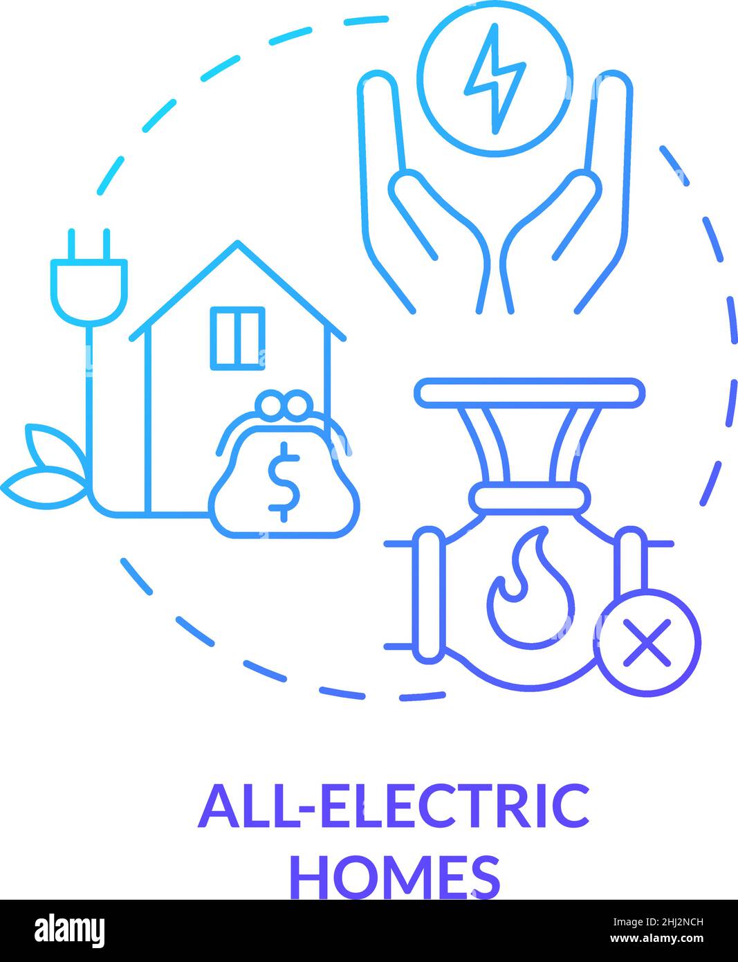 Tutte le case elettriche blu gradiente concetto icona Illustrazione Vettoriale Tutte le case elettriche blu gradiente concetto icona Illustrazione Vettoriale