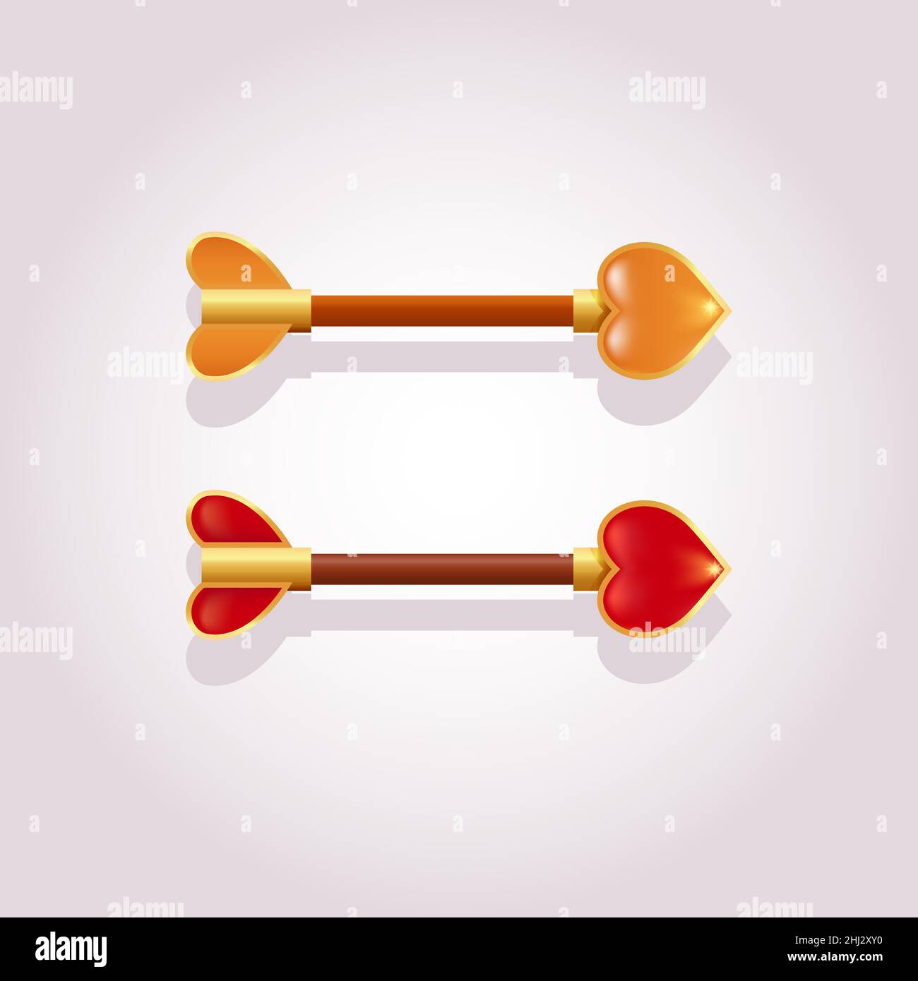 Frecce dei cubi realistiche in due colori rosso e oro. Elementi per il gioco, il web o il design pubblicità Illustrazione Vettoriale