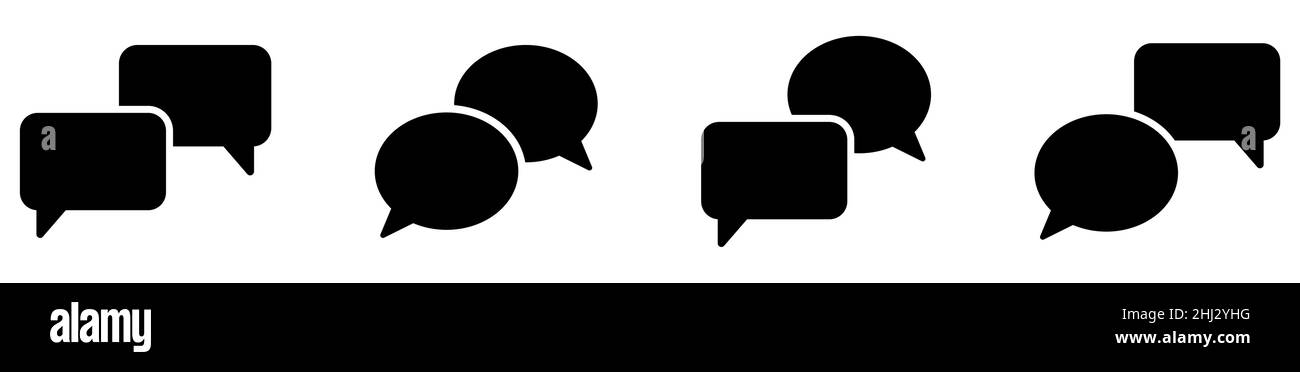 Icona Chat impostata. Simbolo della finestra di dialogo. Concetto di comunicazione. Illustrazione vettoriale isolata su sfondo bianco Illustrazione Vettoriale