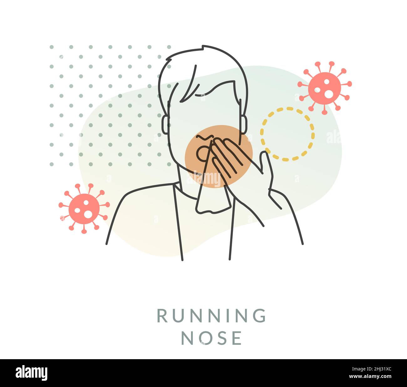 Naso che scorre - utilizzare sempre il tessuto durante lo starnuto - icona come file EPS 10 Illustrazione Vettoriale