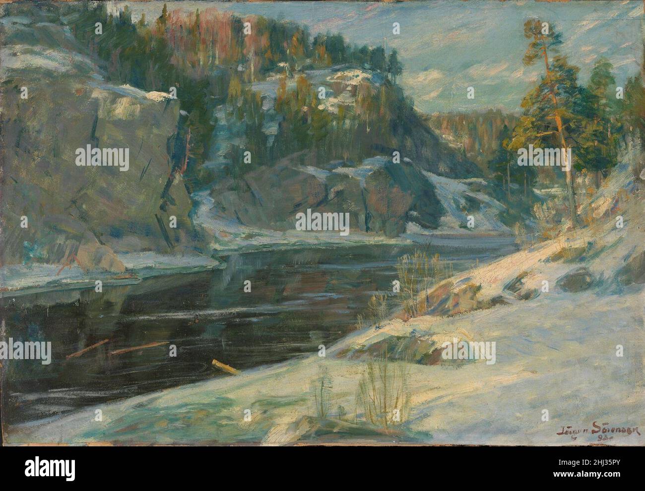 Jørgen Sørensen - paesaggio fluviale in inverno Foto Stock