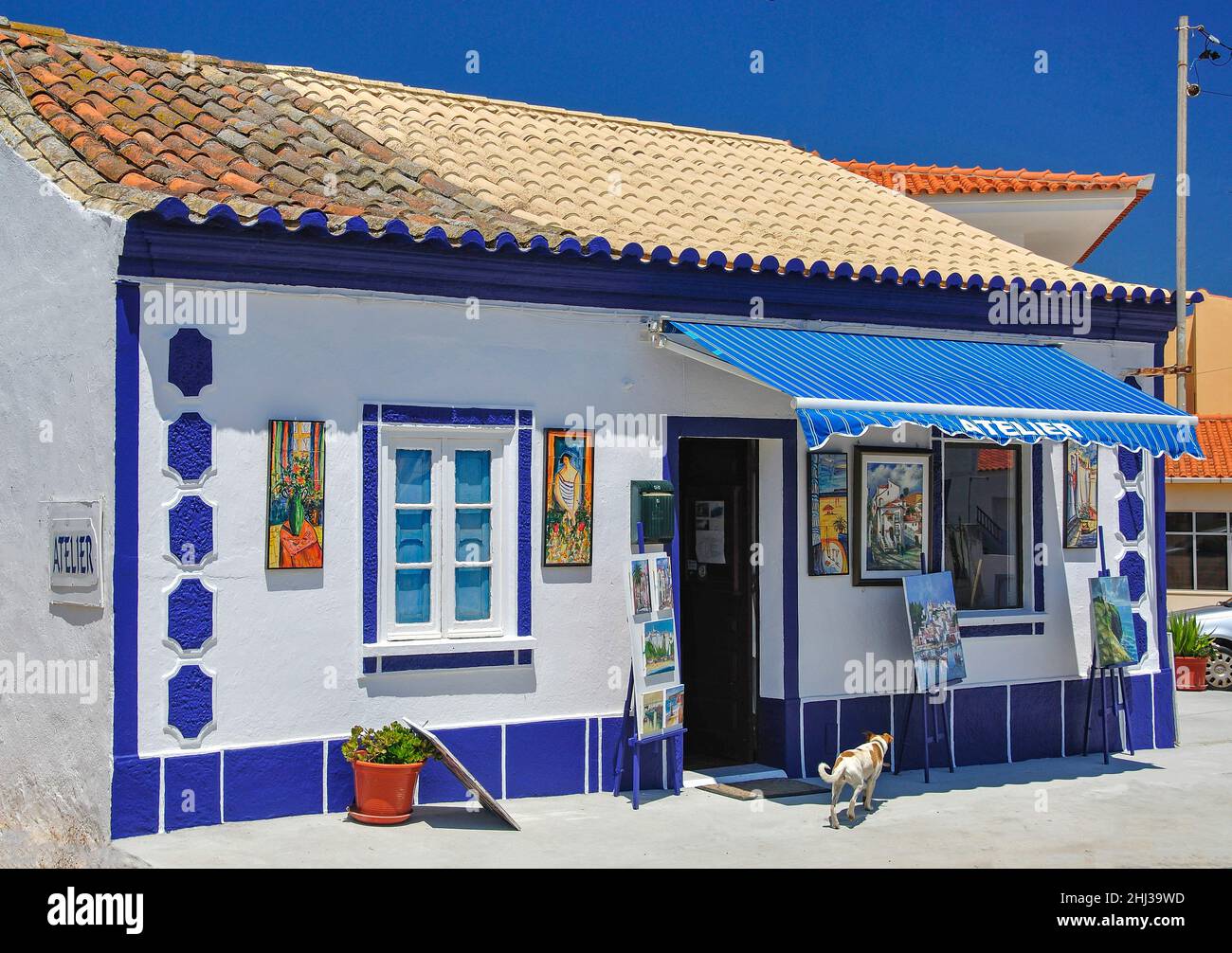 Negozio d'arte 'Atelier', Sagres, Regione dell'Algarve, Portogallo Foto Stock