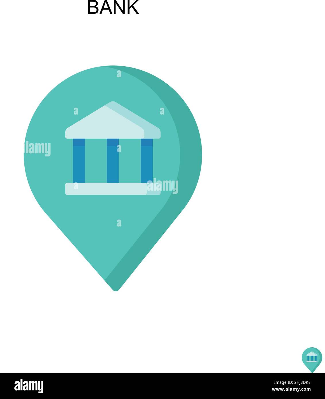 Icona vettore Banca semplice. Modello di disegno del simbolo di illustrazione per l'elemento dell'interfaccia utente mobile Web. Illustrazione Vettoriale