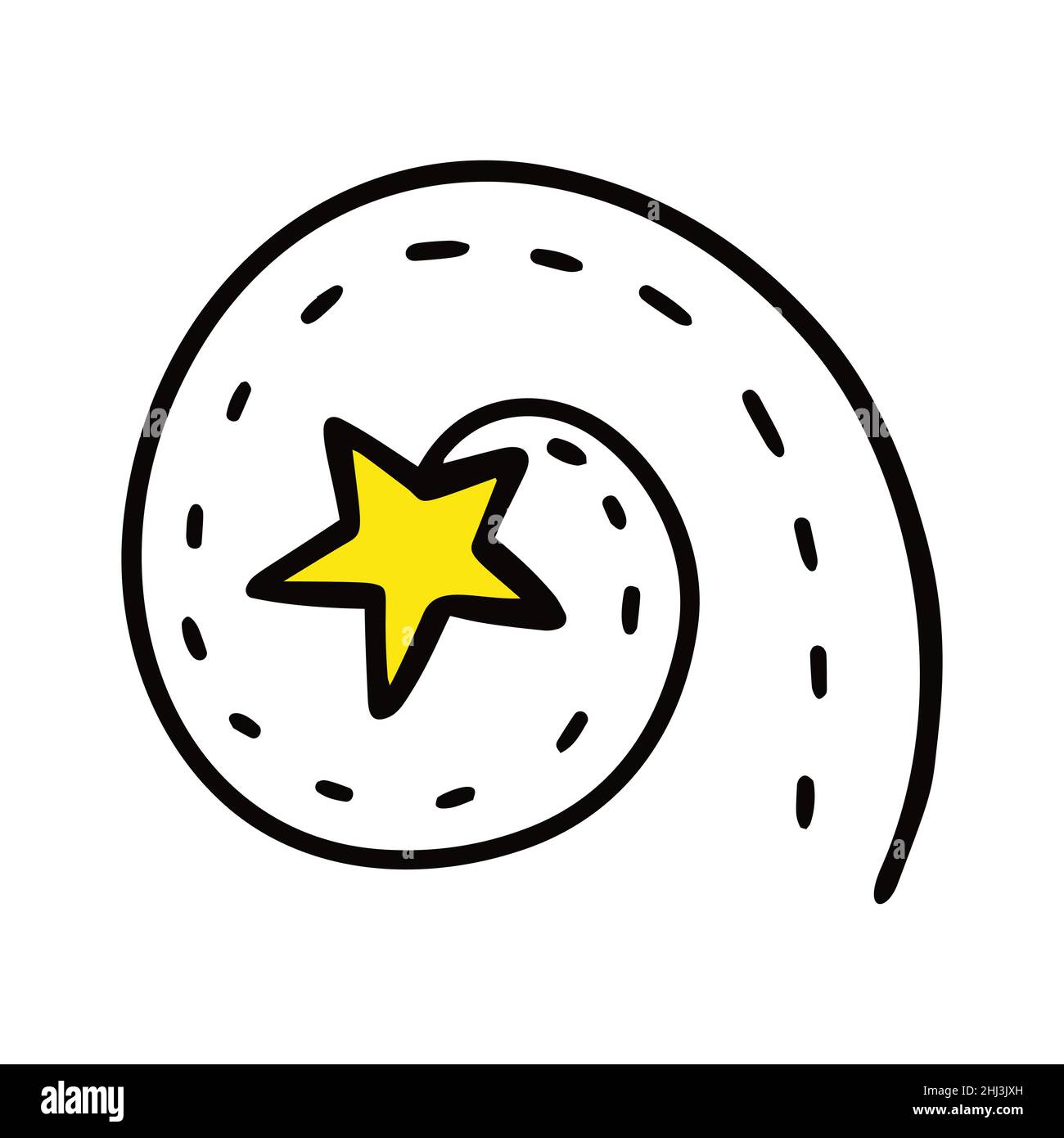 Stella gialla con una spirale. Illustrazione vettoriale Illustrazione Vettoriale