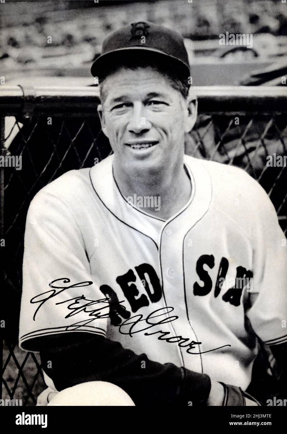 Foto ricordo autografata del giocatore di baseball della Hall of Fame Lefty Grove con i Boston Red Sox della American League. Foto Stock