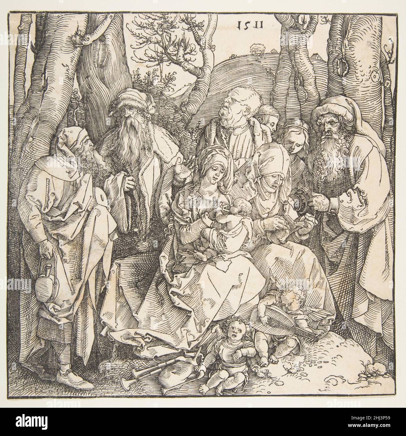 La Sacra Famiglia con Santi e due Angeli musicali 1511 Albrecht Dürer Tedesco. La Sacra Famiglia con Santi e due Angeli musicali 388144 Foto Stock