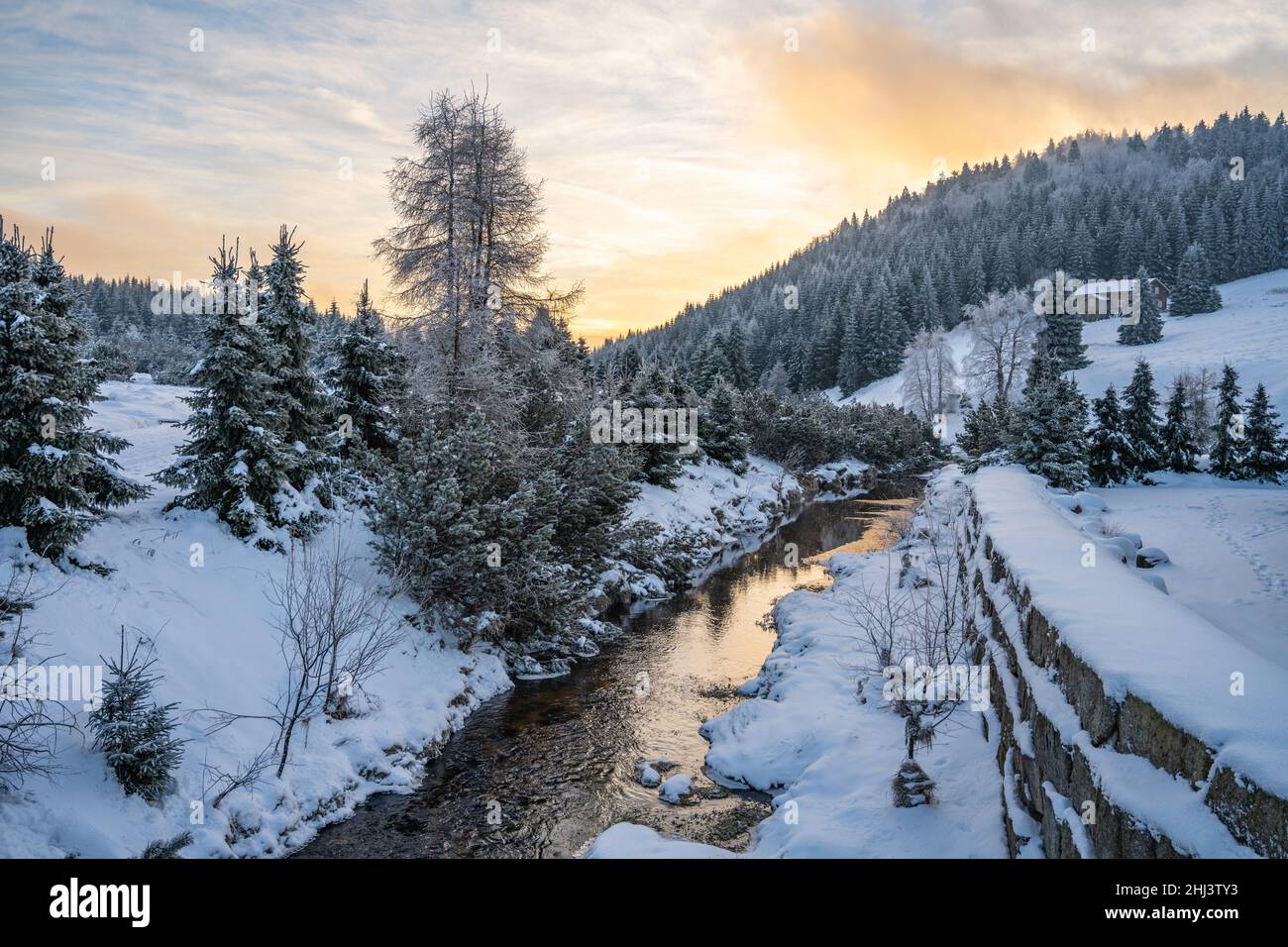Paesaggio invernale dei Monti Jizera Foto Stock