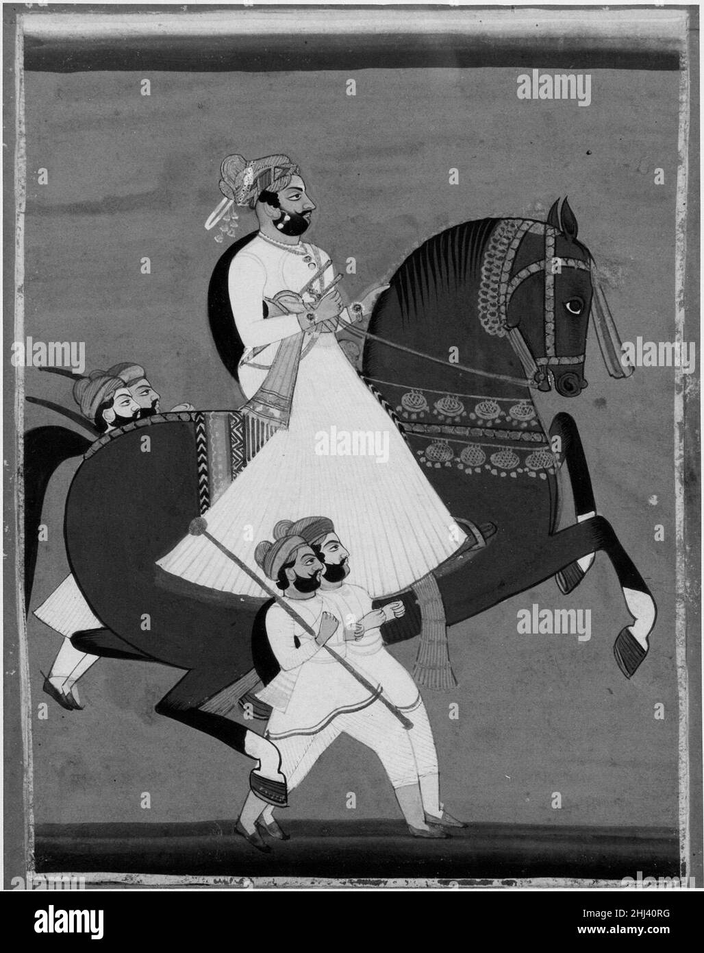 Raja su Horseback accompagnato dai suoi assistenti preferiti fine 19th–inizio 20th secolo India. Raja su Horseback accompagnato dai suoi assistenti preferiti. India. Fine 19th–inizio 20th secolo. Colori, argento e oro su carta. Rajput: Jaipur. Dipinti Foto Stock Raja su Horseback accompagnato dai suoi assistenti preferiti fine 19th–inizio 20th secolo India. Raja su Horseback accompagnato dai suoi assistenti preferiti. India. Fine 19th–inizio 20th secolo. Colori, argento e oro su carta. Rajput: Jaipur. Dipinti Foto Stock