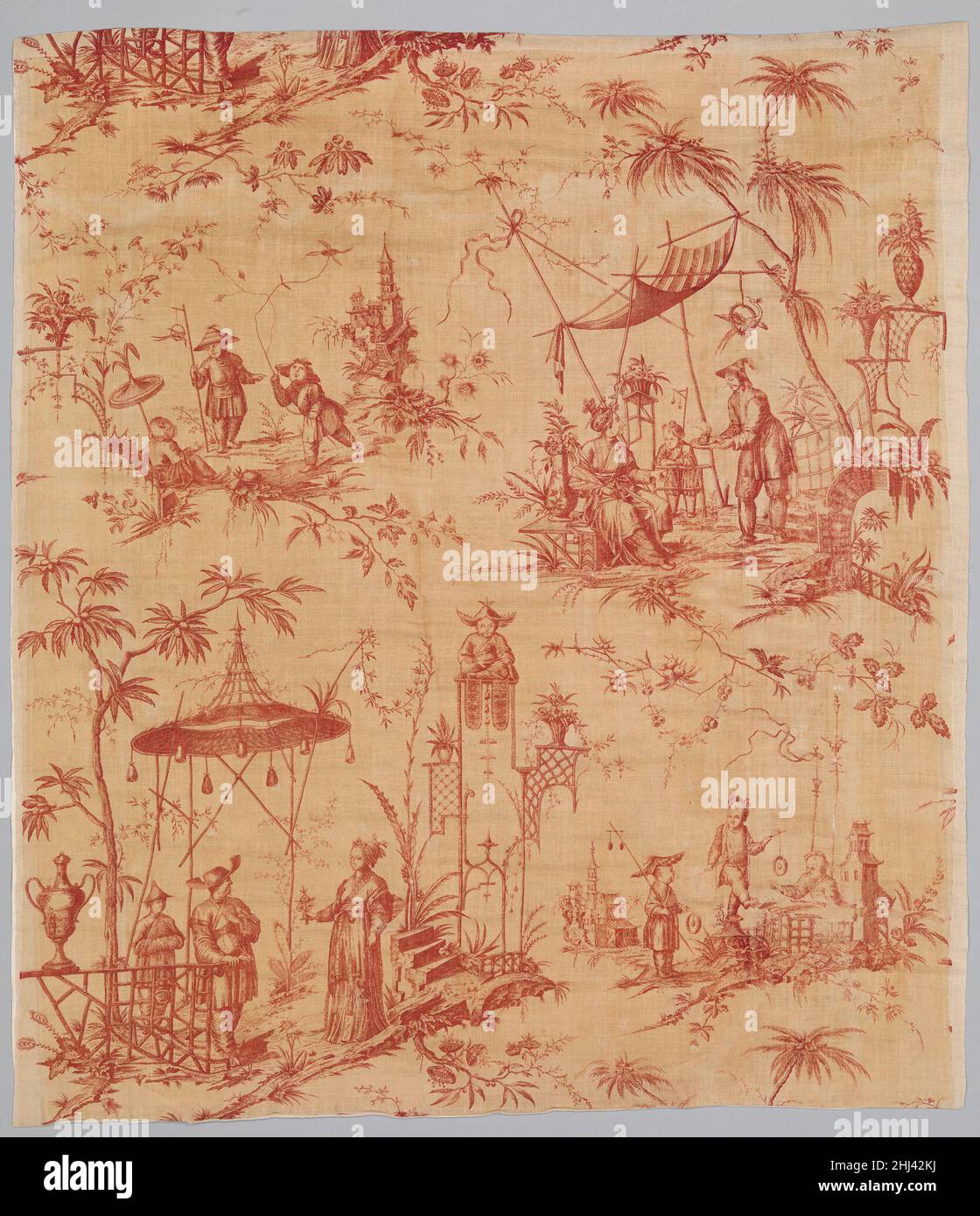 Stampa pittorica 18th secolo forse Oberkampf Manufactory francese. Stampa grafica 221947 Foto Stock