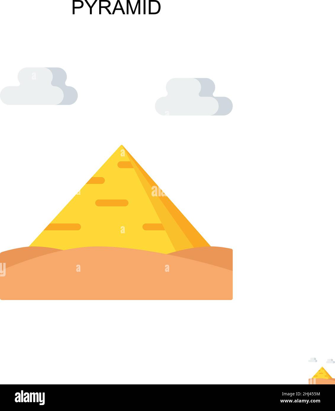 Icona vettore semplice piramide. Modello di disegno del simbolo di illustrazione per l'elemento dell'interfaccia utente mobile Web. Illustrazione Vettoriale