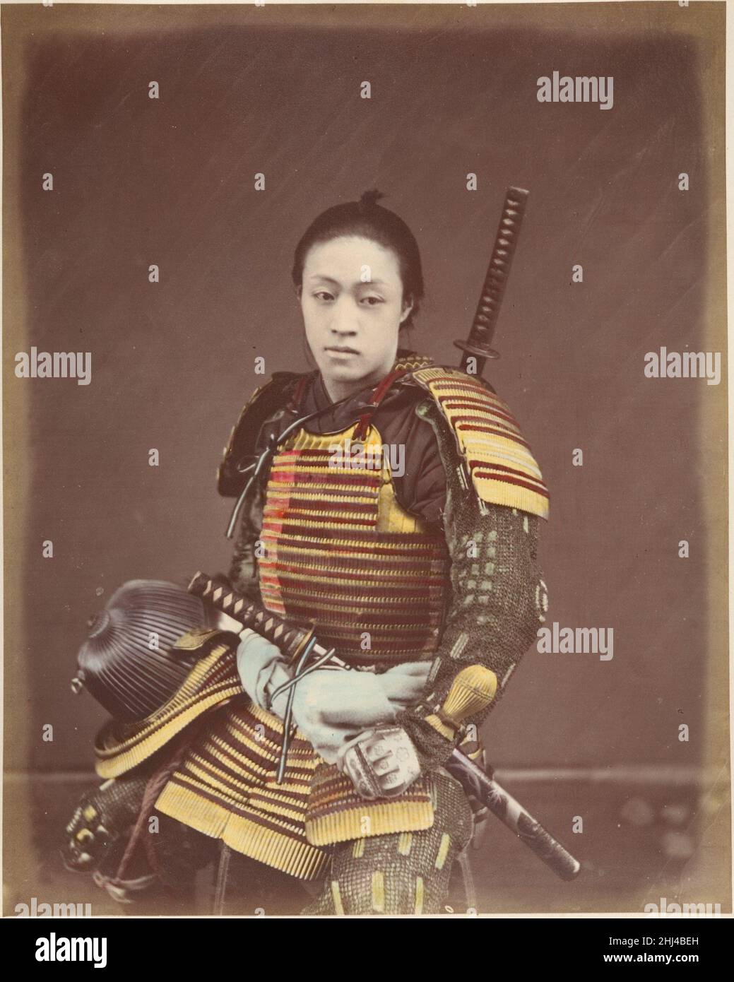 Attore in Samurai Armor 1870s Suzuki Shin'ichi giapponese. Attore in Samurai Armor 283170 Foto Stock