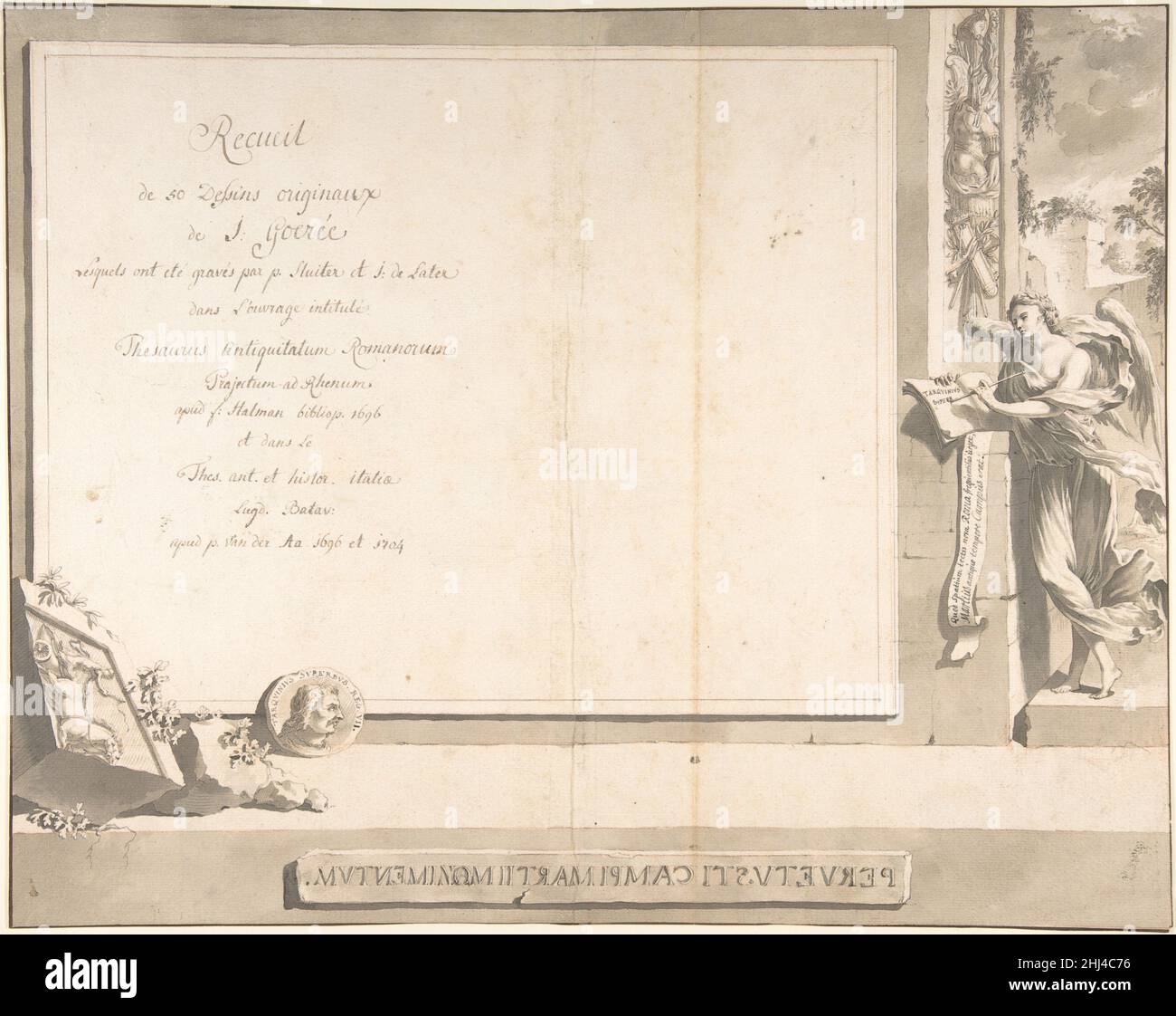 Frontespizio per il Thesaurus Antiquitatum Romanarum prima del 1704 Jan Goeree olandese. Frontespizio per il Thesaurus Antiquitatum Romanarum 336146 Foto Stock