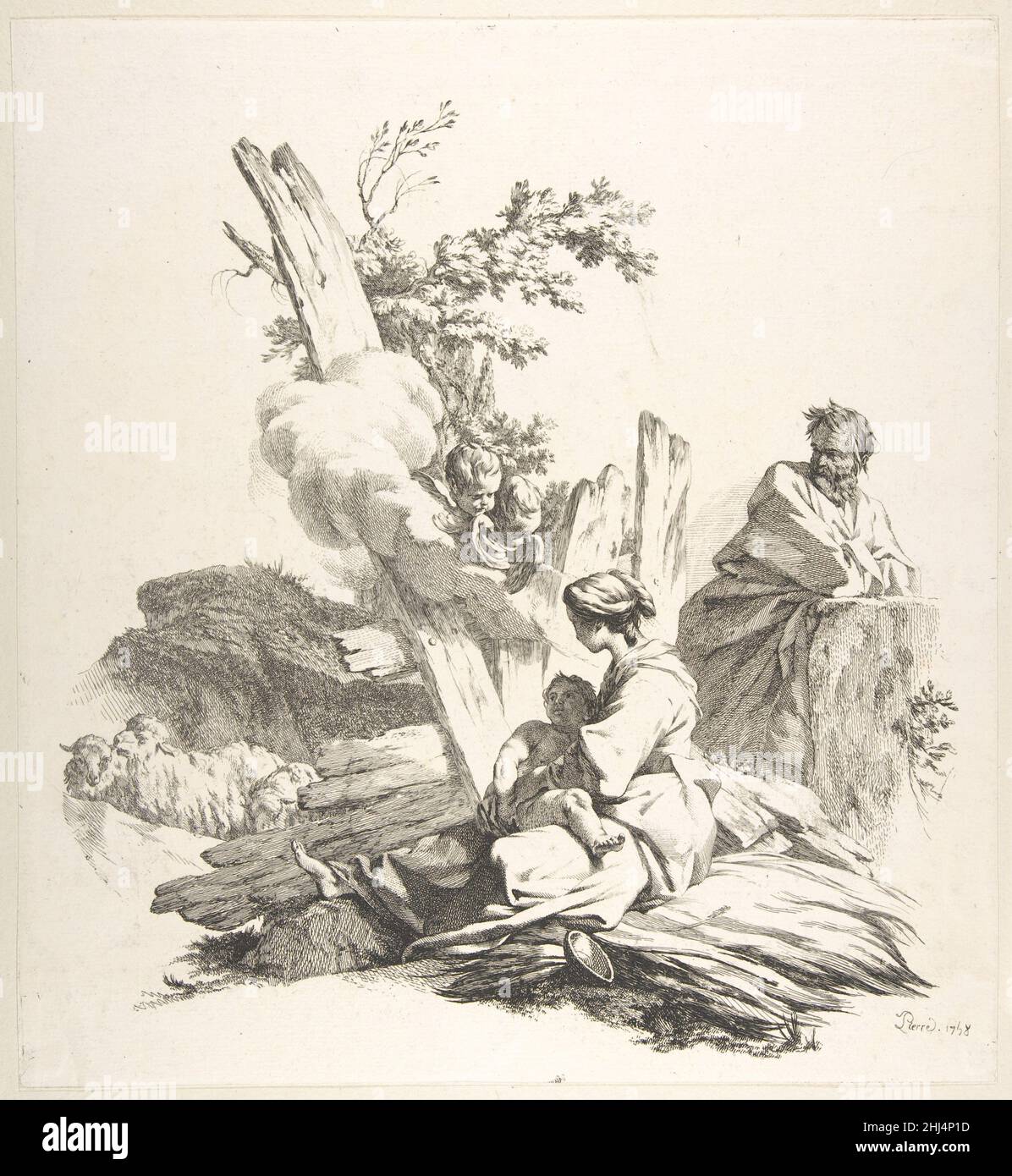 Il volo in Egitto 1758 Jean-Baptiste Marie Pierre francese. Il volo in Egitto 386166 Foto Stock