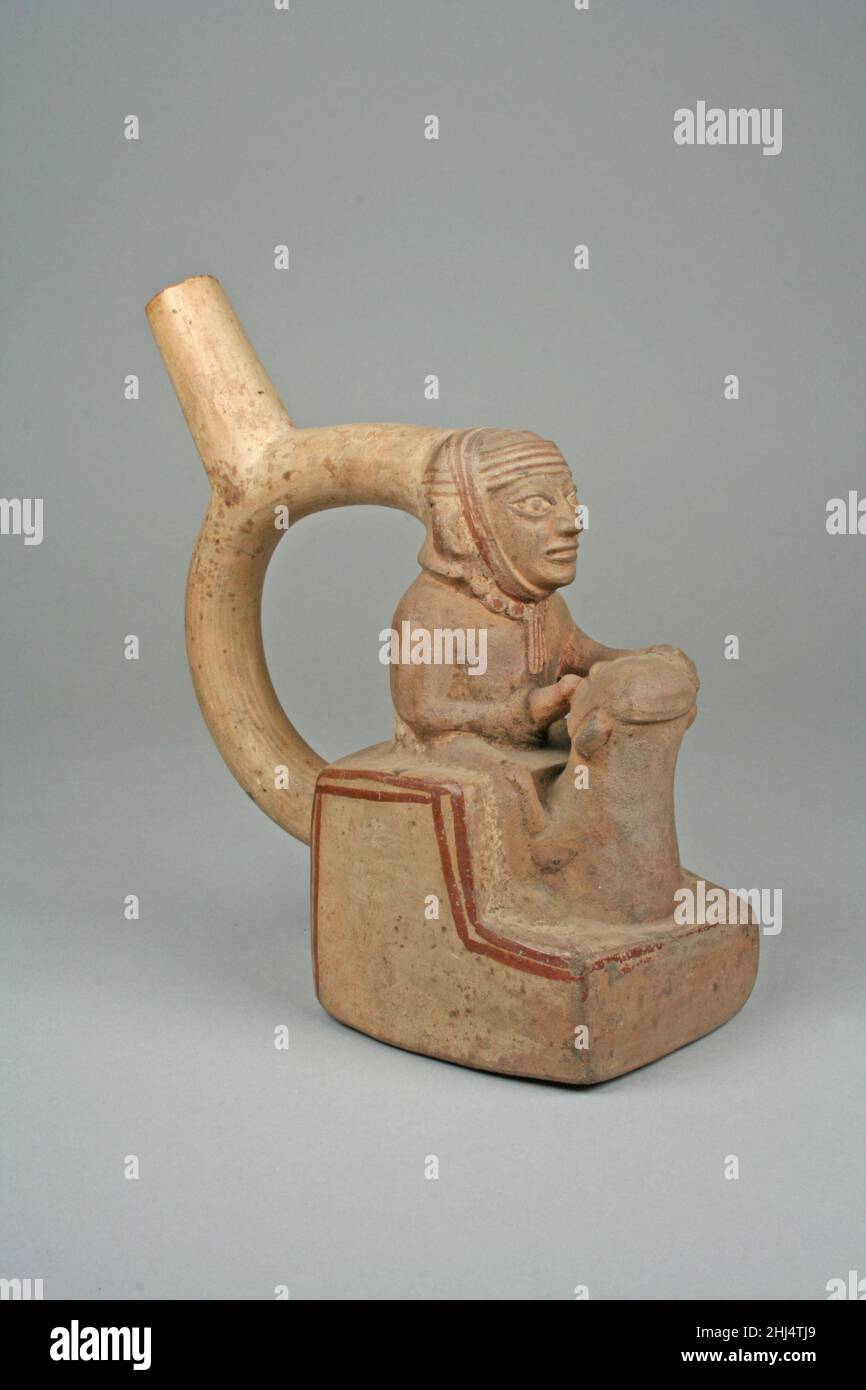 Bottiglia per beccuccio a staffa con coppia 7th–4th Century Moche. Flacone con beccuccio a staffa con coppia 309363 Foto Stock