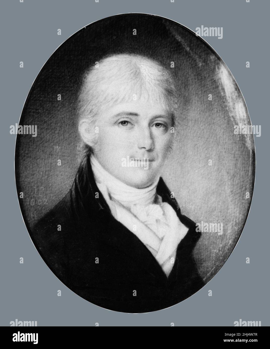 Francis Depau 1802 James Peale American il donatore identificò la sitter Francis Depau (1744-1836) come armatore e commerciante di New York City che in seguito stabilì la prima linea di navi a pacchetto tra New York e le Havre, Francia. Depau sposò Sylvie de Grasse, figlia del comte de Grasse. Francis Depau. James Peale (americano, Chestertown, Maryland 1749–1831 Philadelphia, Pennsylvania). Americano. 1802. Acquerello su avorio Foto Stock