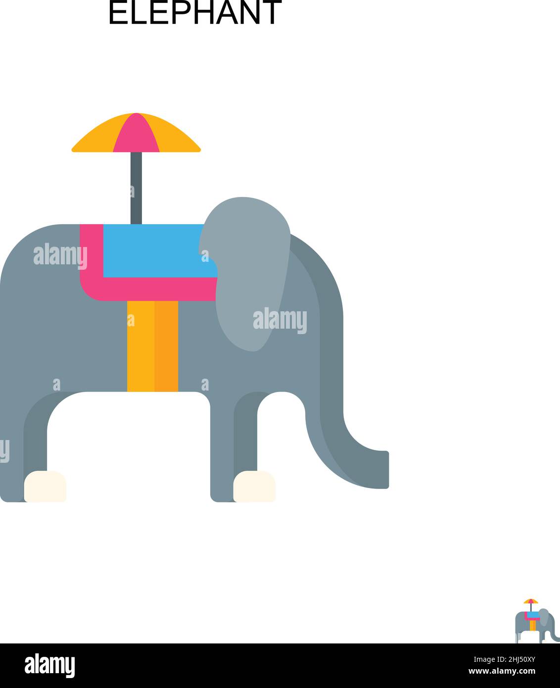 Elephant semplice vettore icona. Modello di disegno del simbolo di illustrazione per l'elemento dell'interfaccia utente mobile Web. Illustrazione Vettoriale
