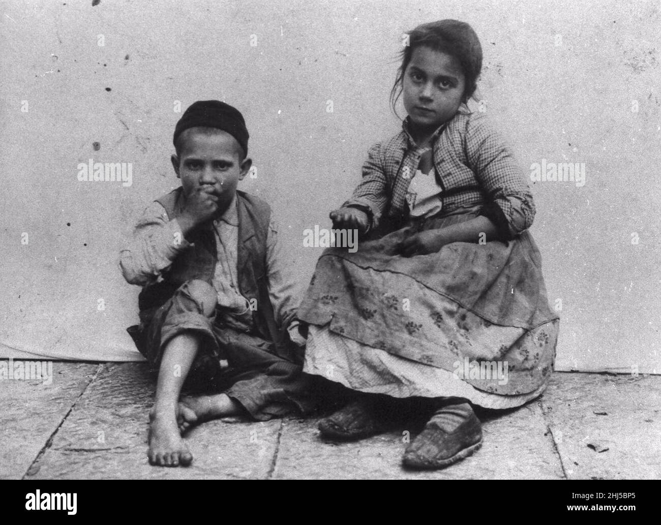 Bambini di strada - Napoli 1800. Foto Stock