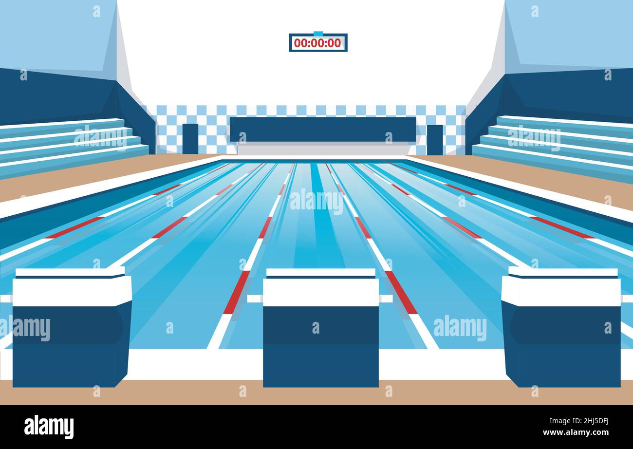 Piscina Arena Swim Lane Sport Competition Flat Design Illustrazione Illustrazione Vettoriale