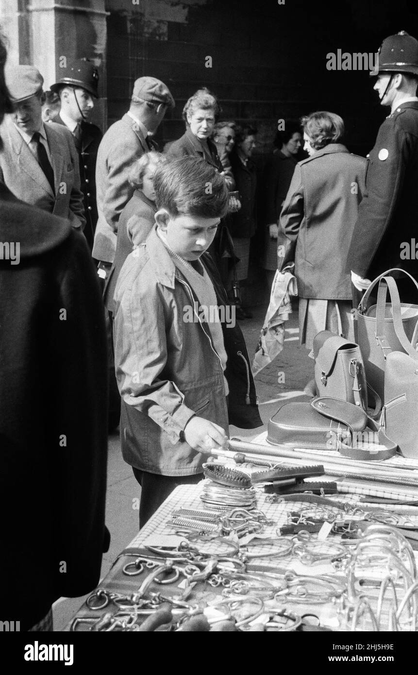 La famiglia reale al Badminton Horse Trials. Nella foto, Principe Carlo. Aprile 1960. Foto Stock