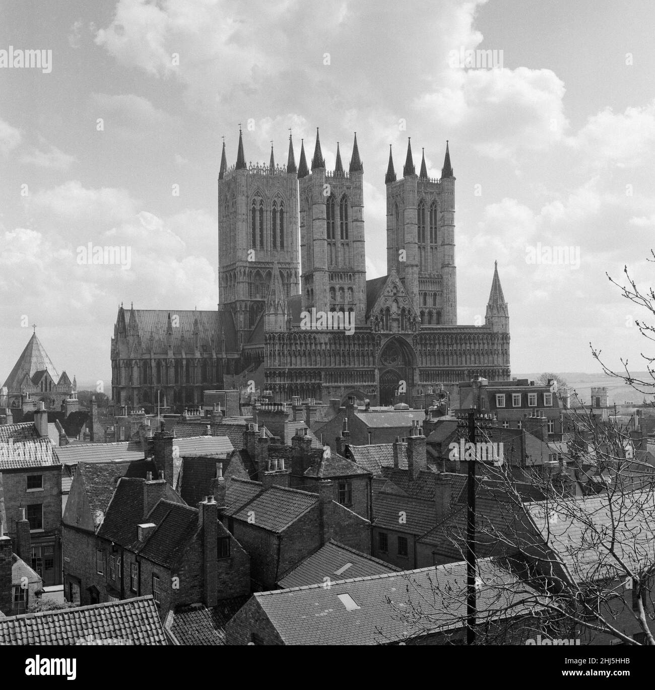 Cattedrale di Lincoln o la Chiesa della Cattedrale della Beata Vergine Maria di Lincoln, e talvolta la Cattedrale di St. Mary a Lincoln, City of Lincoln, Lincolnshire. 27th aprile 1961. Foto Stock