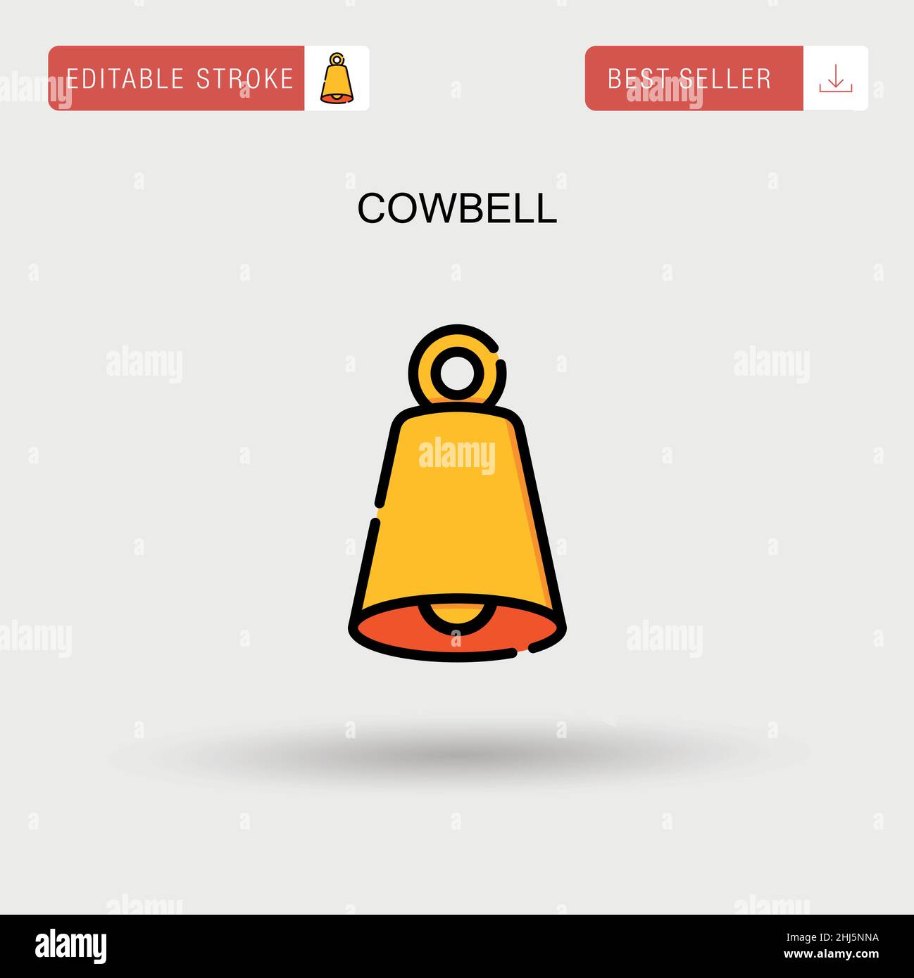 Icona vettoriale semplice di Cowbell. Illustrazione Vettoriale