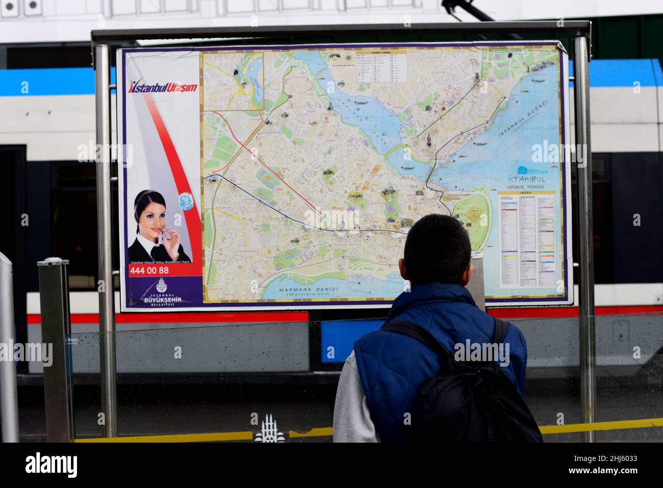 Check out the Tram map in Istanbul, Turchia. Foto Stock