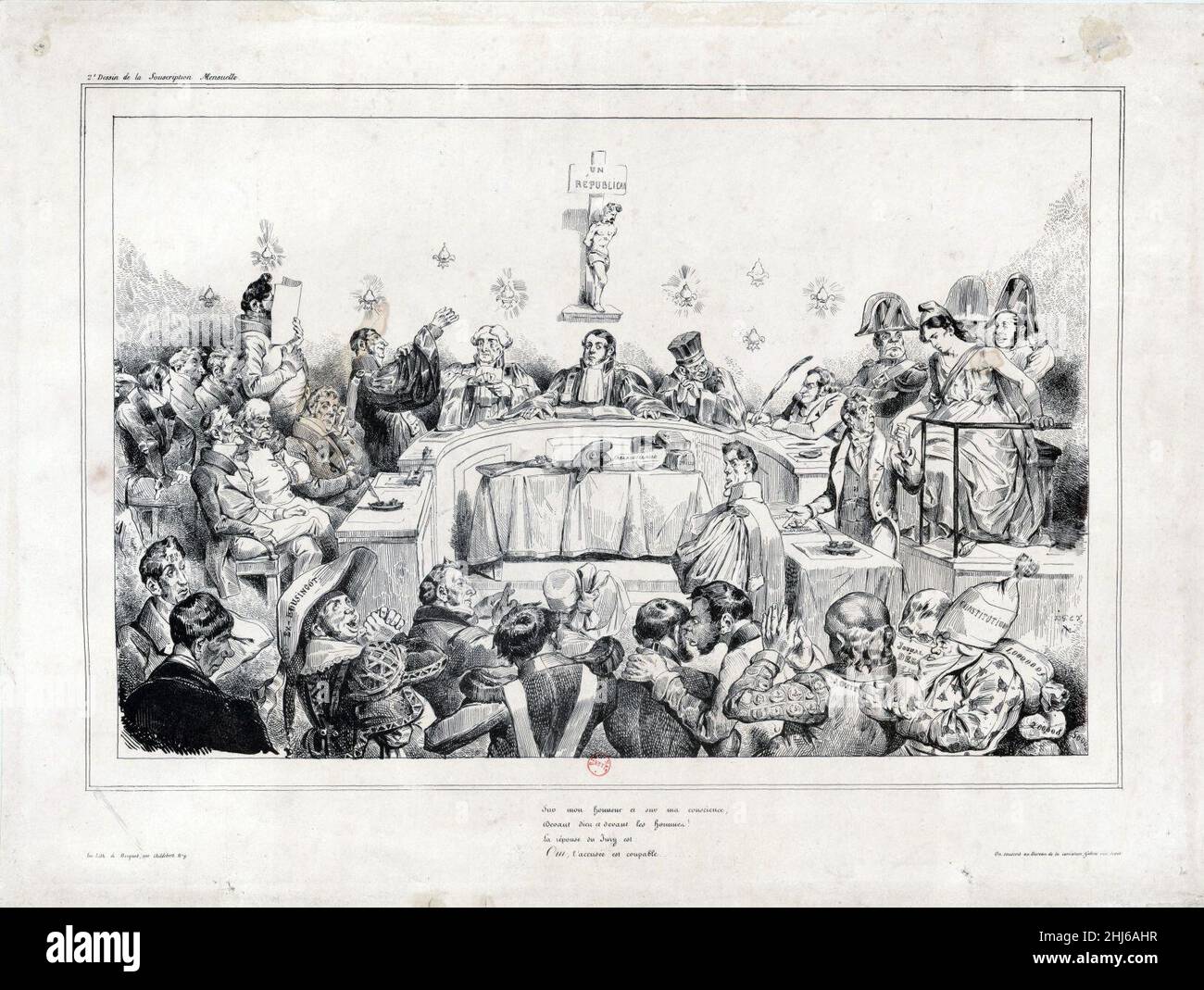 Sur mon honneur et sur ma conscience, - Devant dieu et devant les hommes ! La réponse du Jury est - Oui, l’accusée est coupable. Foto Stock