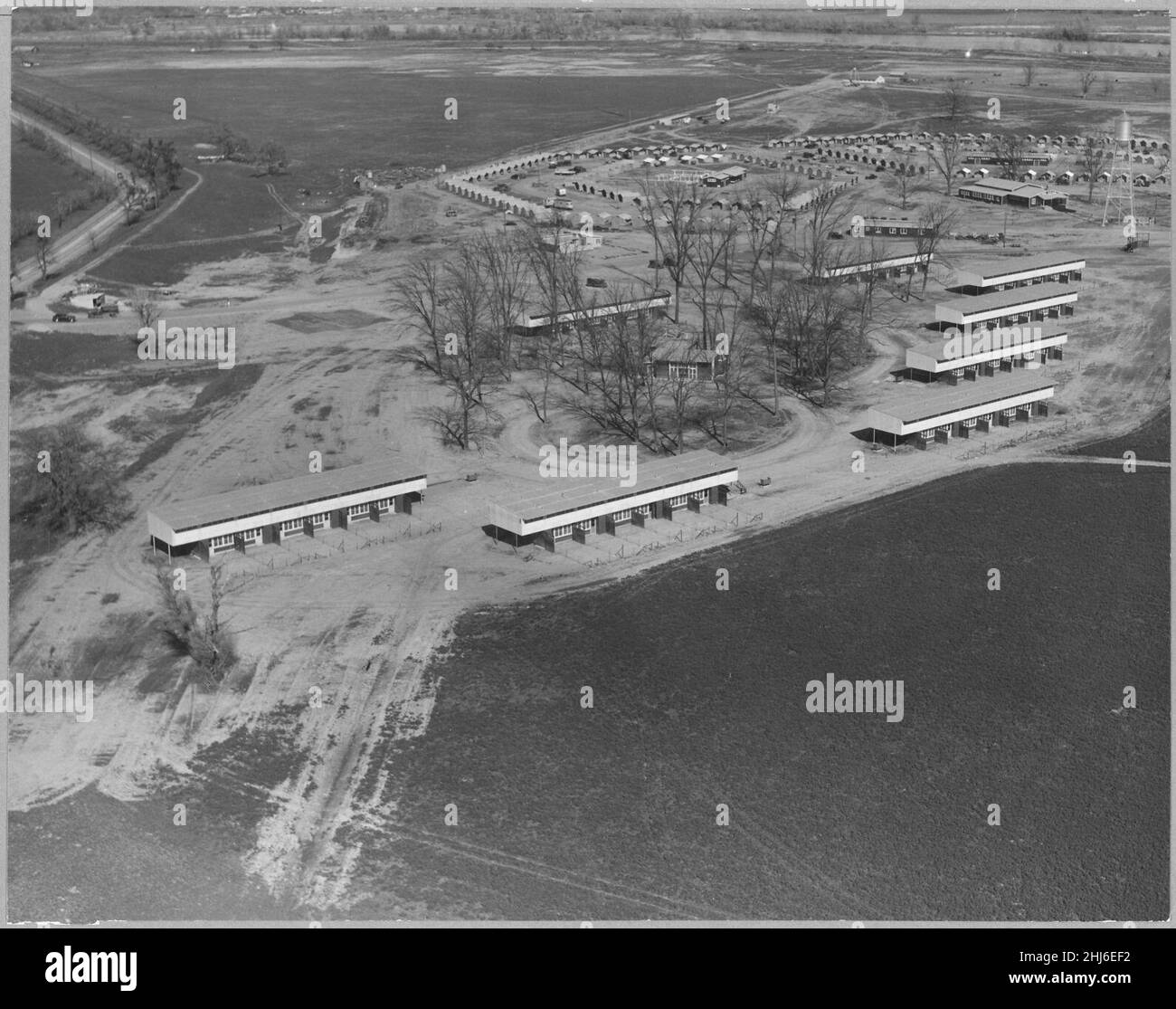 Sutter County, vicino a Yuba City, California. Vista aerea di Yuba City Farm Workers C di recente costruzione. . . - Foto Stock