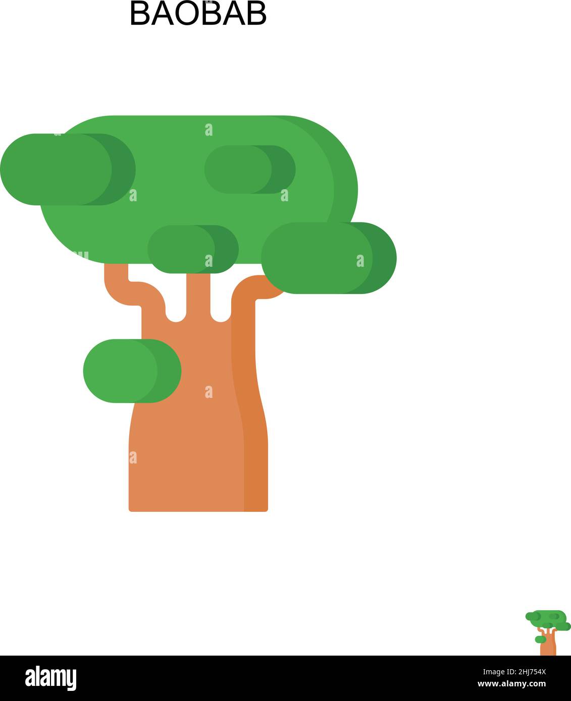 Baobab semplice vettore icona. Modello di disegno del simbolo di illustrazione per l'elemento dell'interfaccia utente mobile Web. Illustrazione Vettoriale