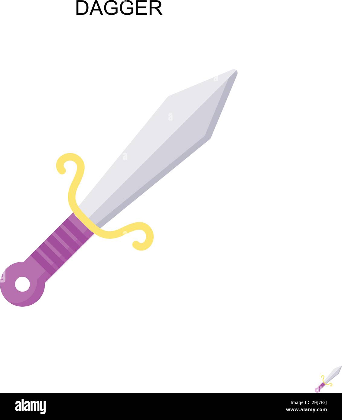 Icona vettore semplice di pugnale. Modello di disegno del simbolo di illustrazione per l'elemento dell'interfaccia utente mobile Web. Illustrazione Vettoriale