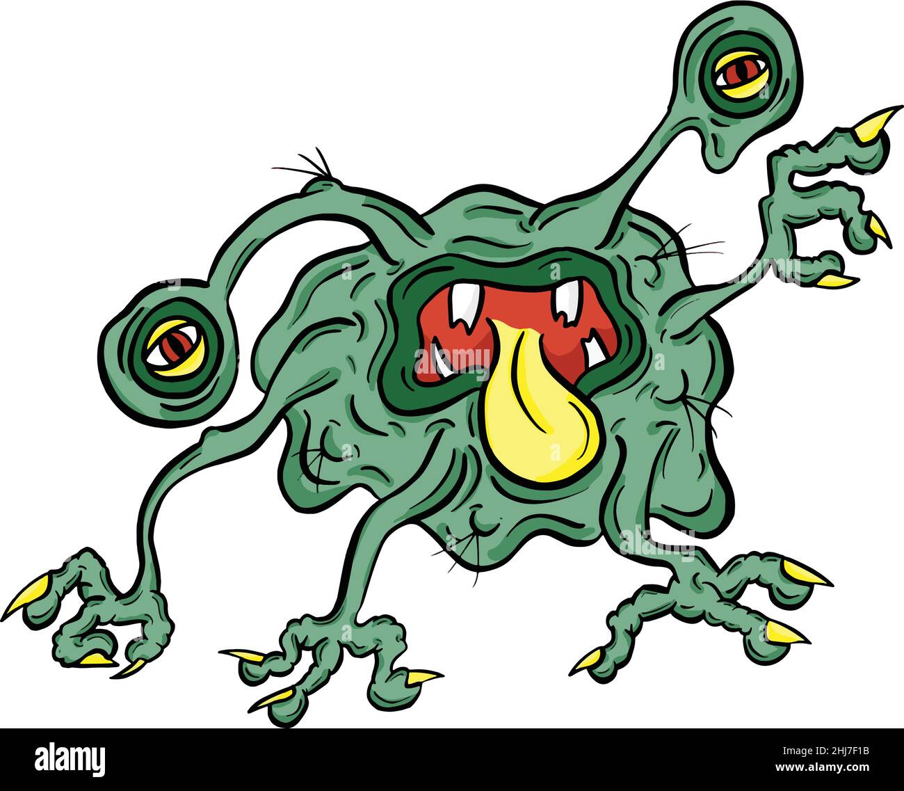 Strane creature immaginarie Alien Monster che sembrano virus o Parasiti in stile Cartoon Illustrazione Vettoriale