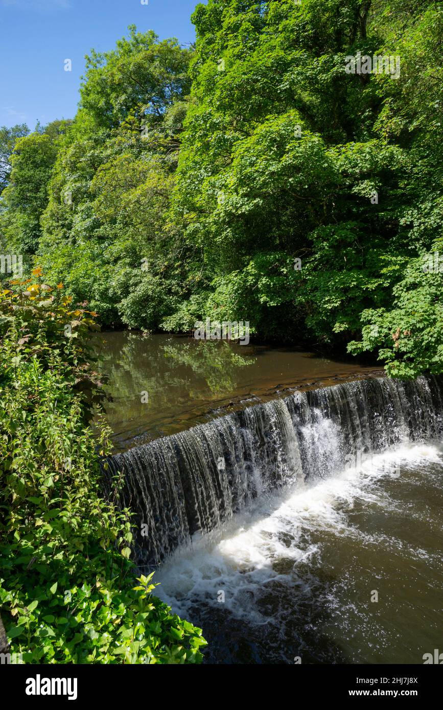 Il fiume Goyt vicino ai laghi romani a Marple, Stockport, Greater Manchester, Inghilterra. Foto Stock